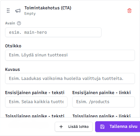 CTA-lohkon muokkaus